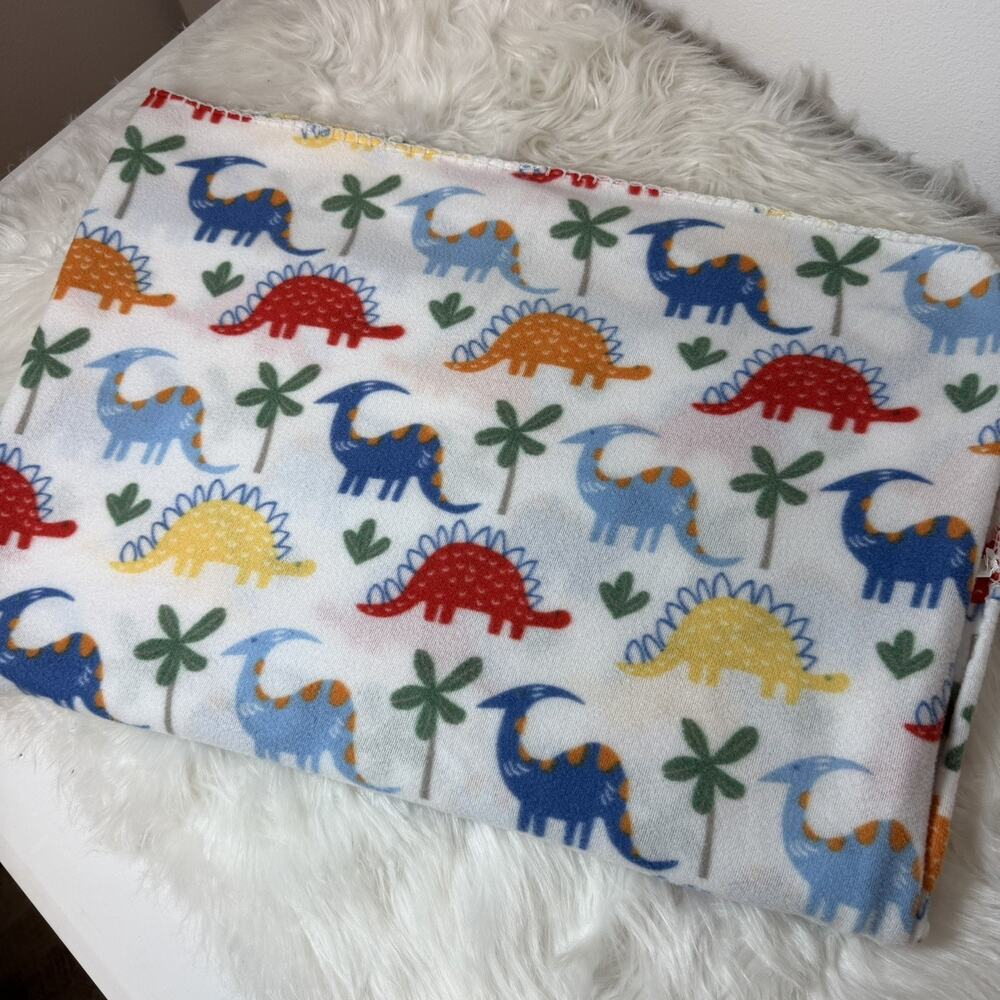 Unbranded Dinosaur Blanket Throw White Blue Trees Stegosaurus Long-Neck Plush